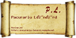 Pacurariu Lénárd névjegykártya